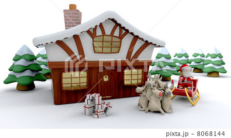 santa and winter cabin santa and winter cabin 8068144