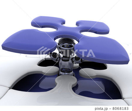 robot with the final piece of the puzzle 8068183