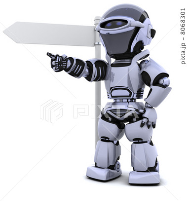 robot at a signpost 8068301