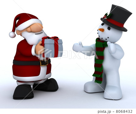 Santa Claus Charicature and snowman 8068432