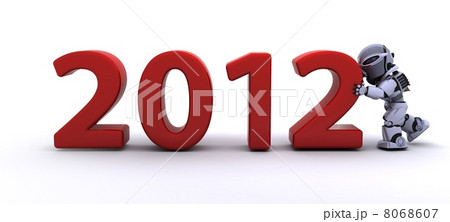 Robot Bringing the new year in 8068607