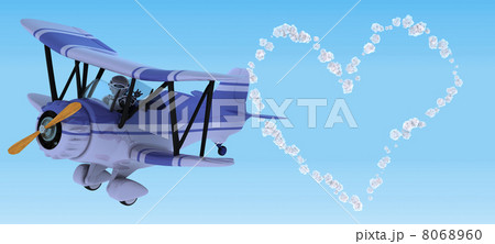 robot flying a biplane sky writing 8068960