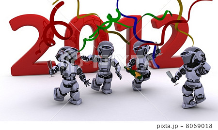 Robot Bringing the new year in 8069018