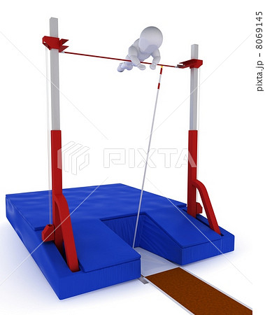 man competing in the pole vault 8069145