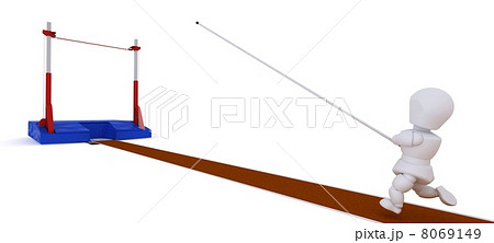 man competing in the pole vault 8069149