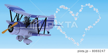 robot flying a biplane sky writing 8069247