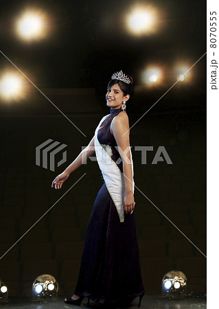 Beauty pageant walking across the ramp 8070555