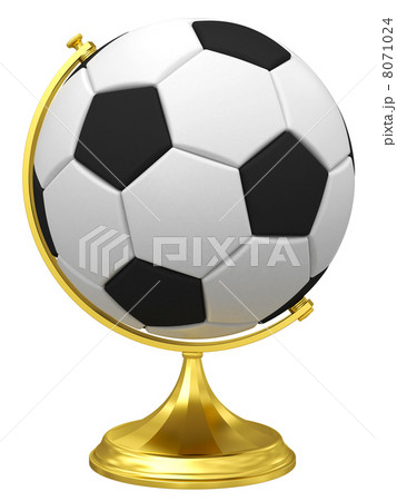 Soccer ball as terrestrial globe on golden stand Soccer ball as terrestrial globe on golden stand 8071024
