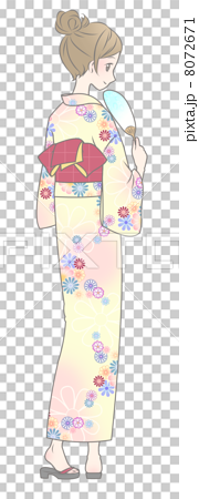 Yukata posterior floral design - Stock Illustration [8072671] - PIXTA