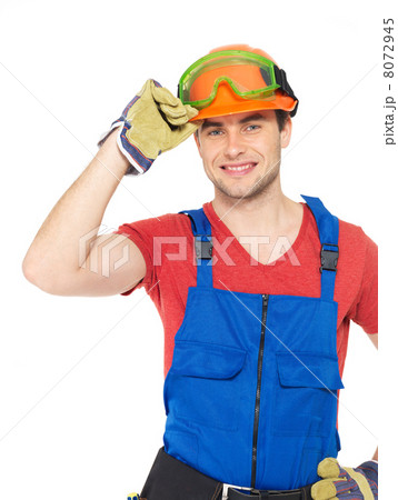 Portrait of happy handyman in uniform 8072945