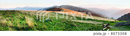 Autumn sunset mountain panorama (Carpathian Mt's, Ukraine) 8073308