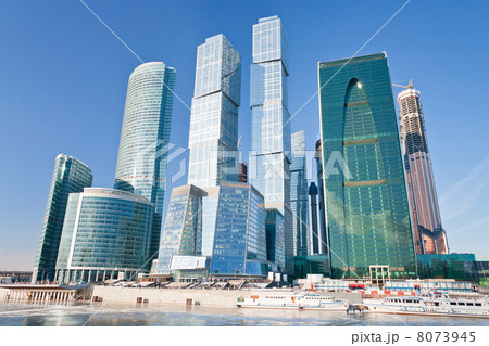 view on new Moscow City buildings in winter 8073945