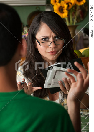 Beautiful Latina Woman with Many Bills 8077460