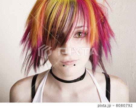 Punk Girl with Brightly Colored Hair 8080792