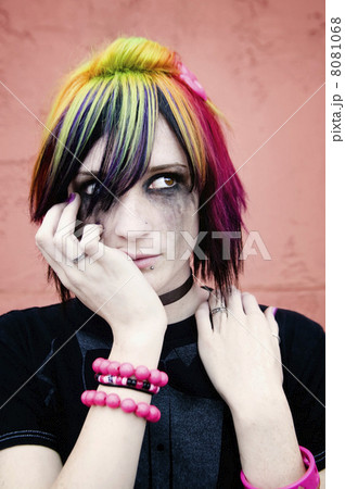 Alternative Girl with a Runny Makeup 8081068
