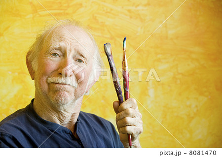 Artist with a Beret and Brushes with Copy Space 8081470