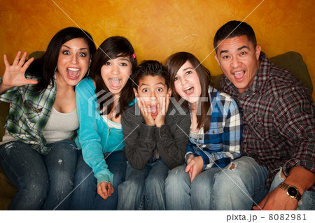 Hispanic Familywith Big Reaction 8082981