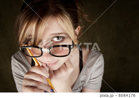 Closeup of Pretty Young Nerdy Girl Closeup of Pretty Young Nerdy Girl 8084176