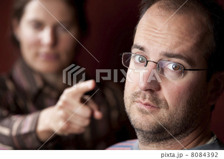 Upset woman and guilty man Upset woman and guilty man 8084392