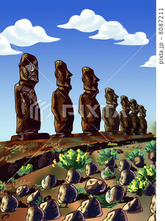 モアイ像のイラスト素材 [8087211] - PIXTA
