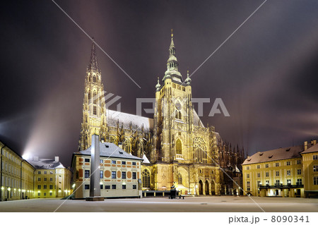 St. Vitus Cathedral at night in Prague St. Vitus Cathedral at night in Prague 8090341