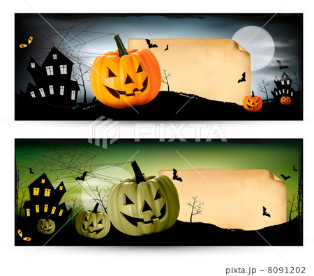 Two Halloween banners Vector 8091202