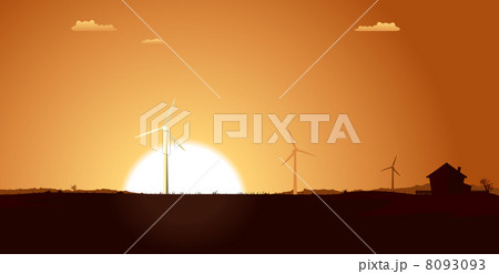 Windmills Inside Summer Landscape 8093093