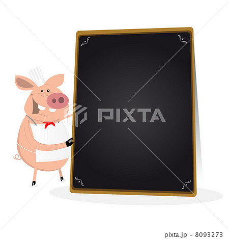 Pig Cook Holding Blackboard Menu Pig Cook Holding Blackboard Menu 8093273