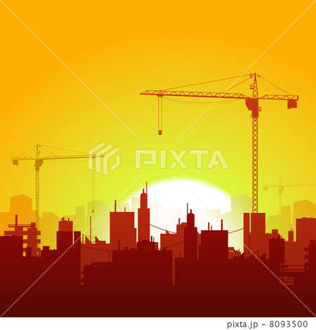 Sunrise Cranes And Construction Background 8093500