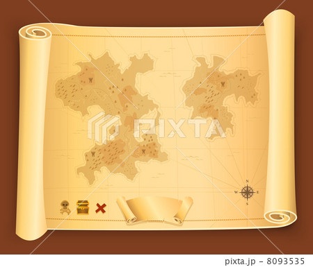 Treasure Map On Parchment Scroll Treasure Map On Parchment Scroll 8093535