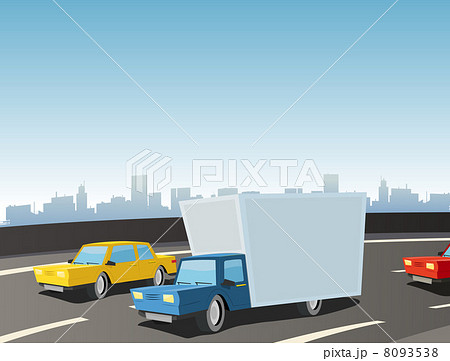Cartoon Truck On Highway Cartoon Truck On Highway 8093538