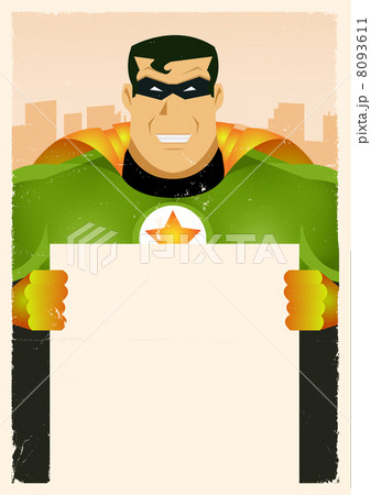 Comic Super Hero Holding Sign 8093611