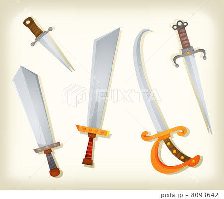 Vintage Swords Knifes Broadsword And Saber Setのイラスト素材