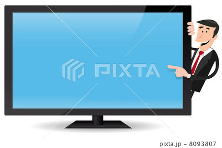 Man Pointing Flat Screen TV 8093807