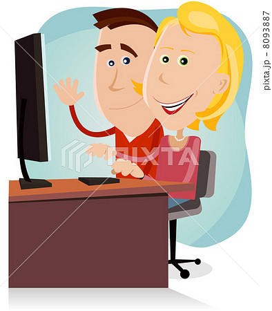 Happy Mom And Dad Working On Desktop Computer 8093887
