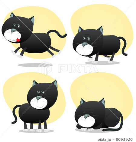 Cartoon Black Cat Set 8093920