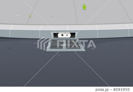 Eyes Spying Inside Pavement Gutter Hole 8093950