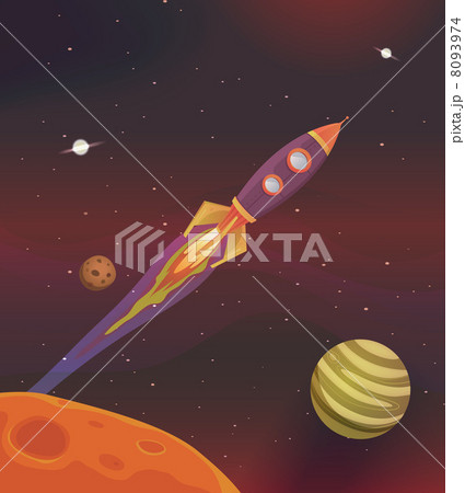 Cartoon Spaceship Flying Into Galaxy Cartoon Spaceship Flying Into Galaxy 8093974