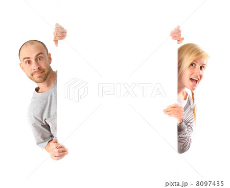 Man holding white board 8097435