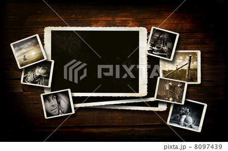 Scrap-booking background on dark wood 8097439