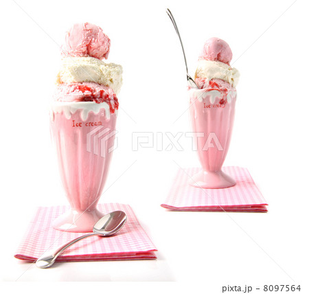 Big strawberry sundaes on white 8097564