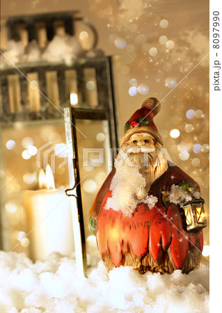 Brightly lit lantern in the snow Brightly lit lantern in the snow 8097990