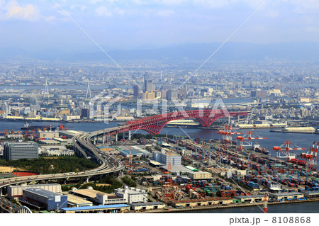 大阪南港中央公園上空より港大橋を空撮 大阪南港中央公園上空より港大橋を空撮 8108868