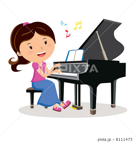 Girl Playing Pianoのイラスト素材