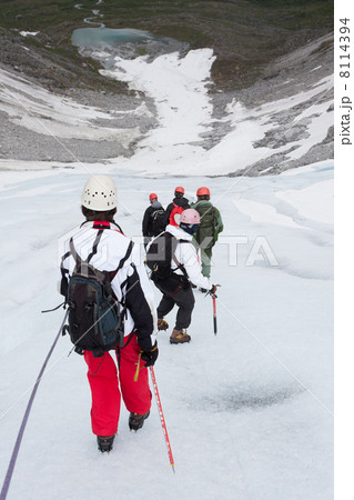 Tourists are doing a guided glacier tour on the Bodalsbreen glacier (Jostedalsbreen national park, N 8114394