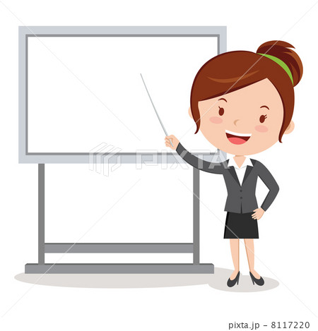 Business woman pointing at presentation board 8117220