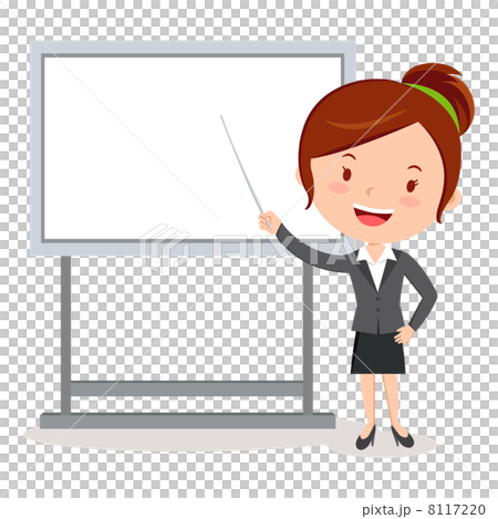 Business woman pointing at presentation board 8117220