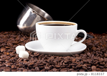 cup and pot on black cup and pot on black 8118337