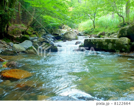 名水百選に選ばれている千種川の清流 8122664