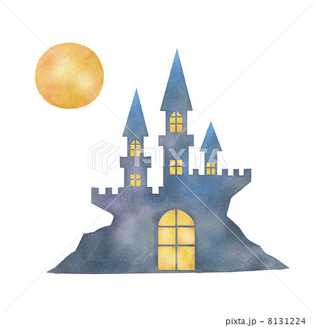 月とお城のイラストのイラスト素材